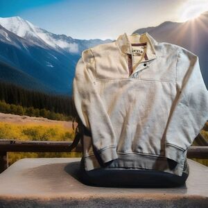 Orvis Sweater Men's White Long Sleeve Medium Quarter Zipper Pullover 1389